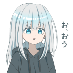 黒髪ロングの女の子 Lineスタンプ Runa